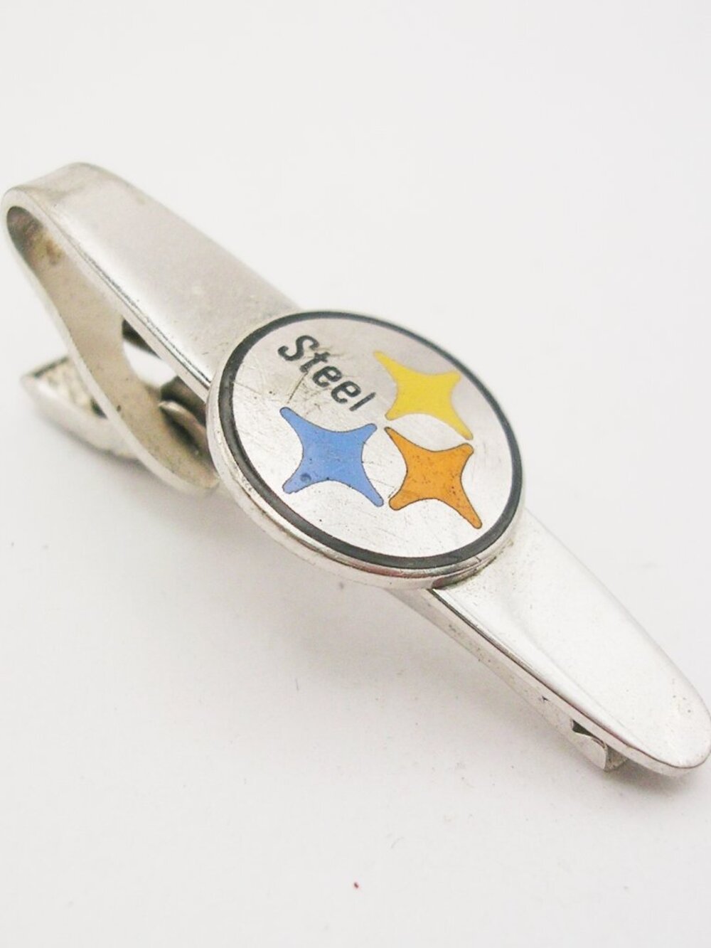 Vintage Silver US Steel Corp Tie Clip Pittsburgh PA Steelers Logo